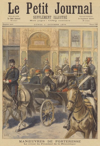 President Casimir-Perier kommer tilbake fra å se den franske hærens manøvrer av after Frederic Theodore Lix