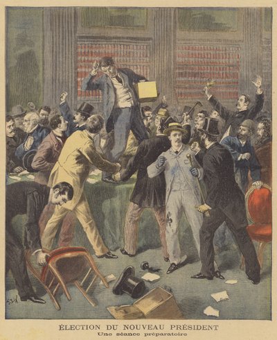 Uregjerlige scener mens franske parlamentarikere diskuterer valget av en ny president av after Frederic Theodore Lix