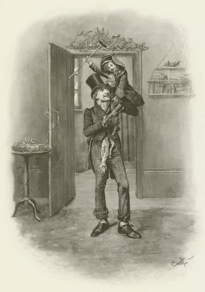 Bob Cratchit og Tiny Tim av after Frederick Barnard