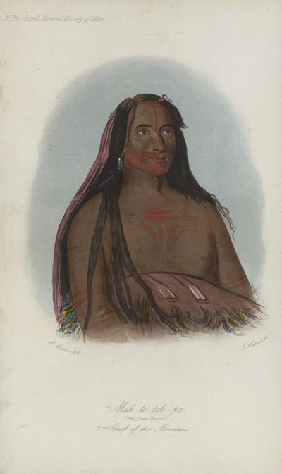 Mah-to-toh-pa, The Four Bears, 2nd Chief Of The Mandans (akvatint) av after George Catlin