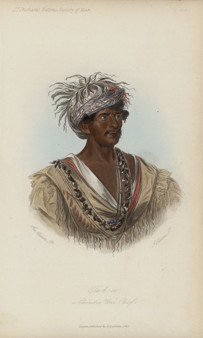 Tuch-ee, en Cherokee-krigssjef (akvatint) av after George Catlin