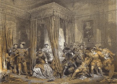 Queen Marys Bed-Chamber, Holyrood (chromolitho) av after George Cattermole