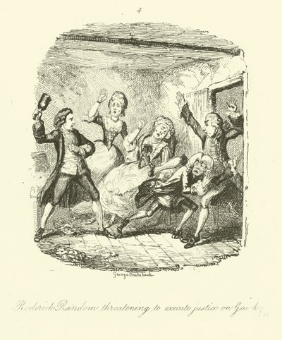 Illustrasjon for Roderick Random av Tobias Smollett av after George Cruikshank