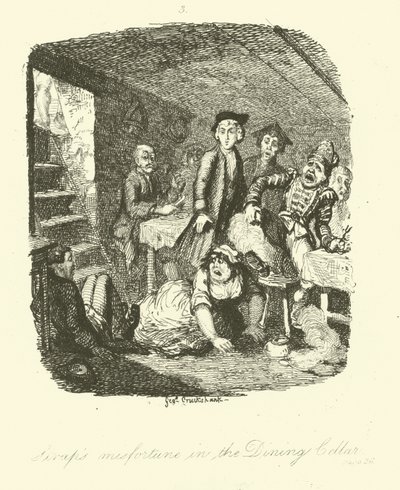 Illustrasjon for Roderick Random av Tobias Smollett av after George Cruikshank