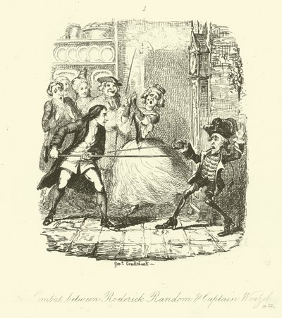 Illustrasjon for Roderick Random av Tobias Smollett av after George Cruikshank