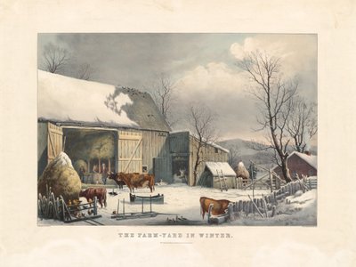 Gårdsgården om vinteren av after George Henry Durrie