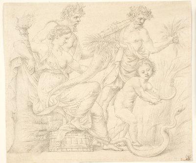 Persefone og Dionysos av after Giulio Romano