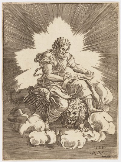 Sankt Markus, sittende på en løve av after Giulio Romano