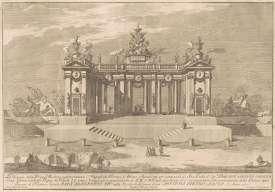 Prima Macchina for Chinea av 1757: Kolonnaden til det athenske lyceum av after Giuseppe Palazzi Giuseppe Pozzi after Paolo Posi