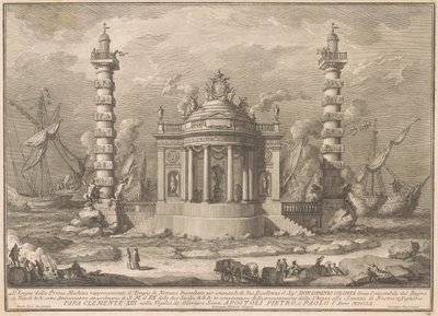 Prima Macchina for Chinea av 1760: Neptuntemplet av after Giuseppe Palazzi Giuseppe Vasi after Paolo Posi