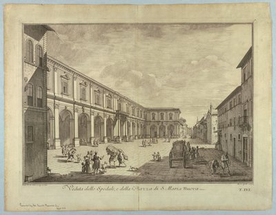Utsikt over Firenze, tallerken fra "Scelta di XXIV Utsikt over hoveddistriktene, torgene, kirkene og palassene i byen Firenze" av after Giuseppe Zocchi