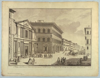 Utsikt over Firenze, Plate fra "Choice of XXIV Utsikt over hoveddistriktene, torgene, kirkene og palassene i byen Firenze" av after Giuseppe Zocchi