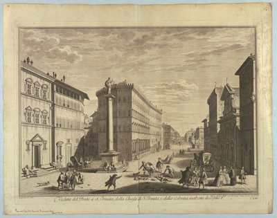 Utsikt over Firenze, tallerken fra "Scelta di XXIV Utsikt over hoveddistriktene, torgene, kirkene og palassene i byen Firenze" av after Giuseppe Zocchi