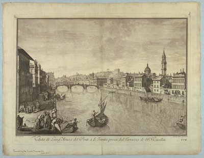 Utsikt over Firenze, tallerken fra "Scelta di XXIV Utsikt over hoveddistriktene, torgene, kirkene og palassene i byen Firenze" av after Giuseppe Zocchi
