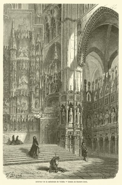 Interiør av katedralen de Tolede av Gustave after Dore