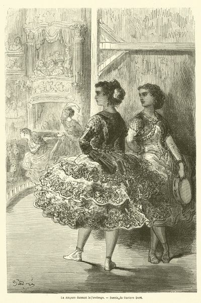 Amparo danser fandango av Gustave after Dore