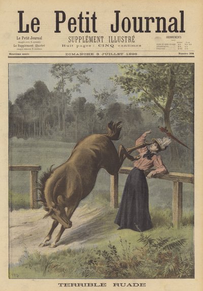 En kvinne sparket av en hest av after Henri Meyer