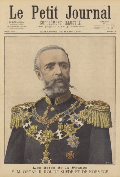 gjester fra Frankrike; Oscar II, konge av Sverige og Norge av after Henri Meyer