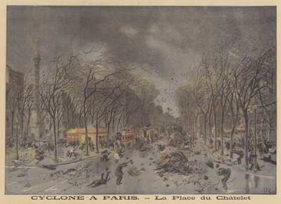 Stormskader på Place du Chatelet, Paris av after Henri Meyer