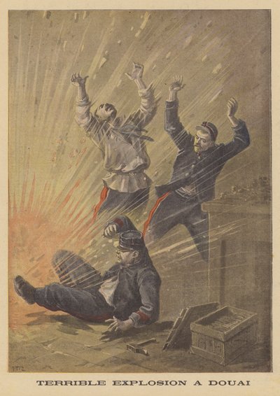 Forferdelig eksplosjon ved Douai av after Henri Meyer