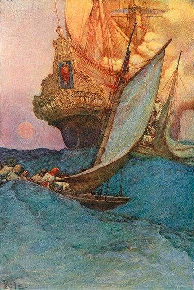 Et angrep på en gallion av after Howard Pyle