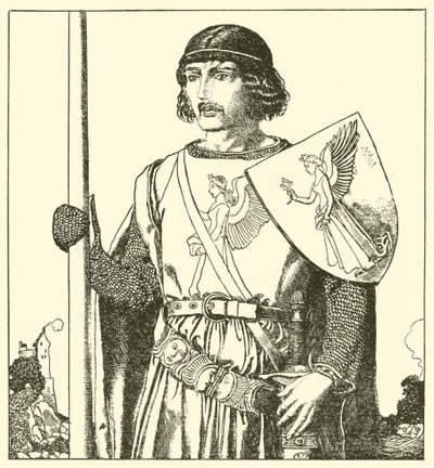 Sir Lamorack fra Gales av after Howard Pyle