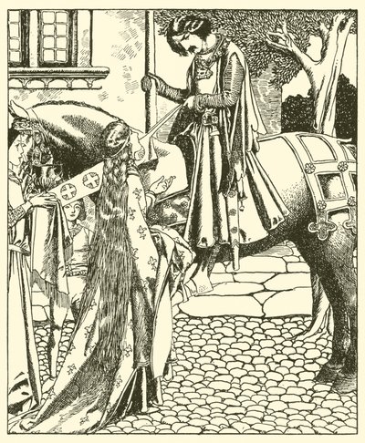 Sir Launcelot og Elouise the Fair av after Howard Pyle