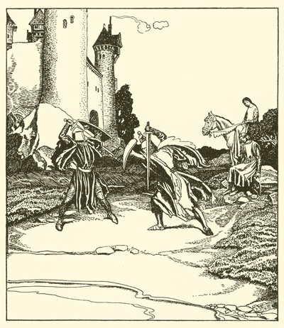 Sir Launcelot kjemper mot Sir Turquine av after Howard Pyle