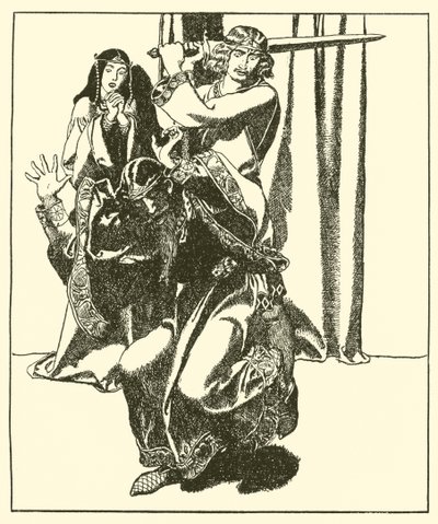 Sir Tristram angriper kong Mark av after Howard Pyle