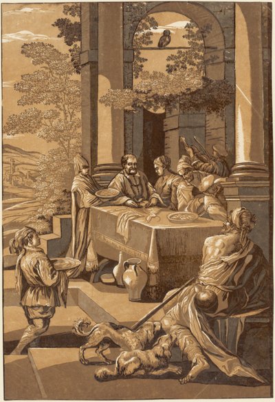 Dykk og Lasarus (høyre panel) av after Jacopo Bassano John Baptist Jackson