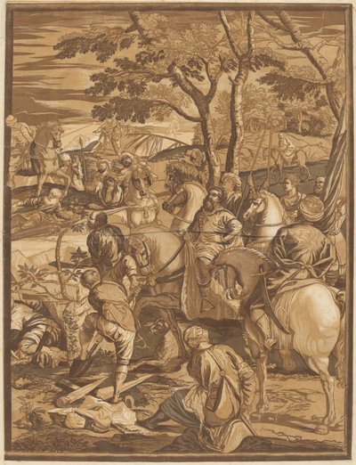 Korsfestelsen (høyre panel) av after Jacopo Tintoretto John Baptist Jackson