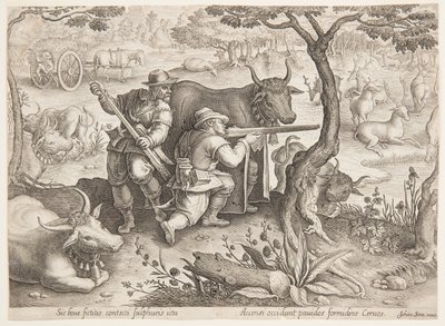 Hjortejakt av after Jan van der Straet, called Stradanus