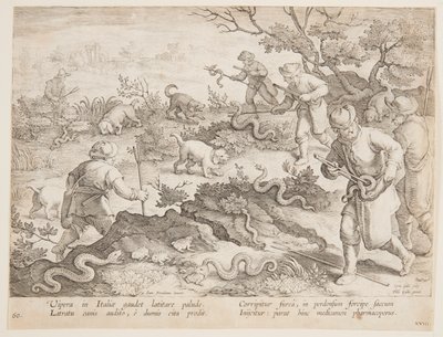 Jakt på slanger av after Jan van der Straet, called Stradanus