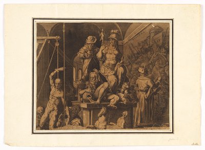 The Practitioners of the Visual Arts (øvre halvdel av revet ark) av after Jan van der Straet, called Stradanus