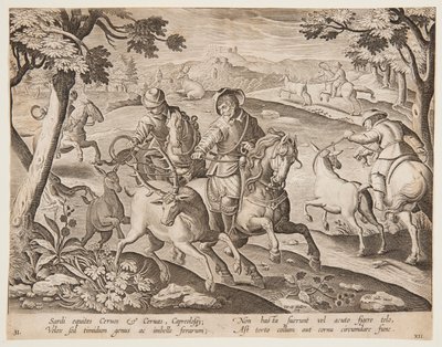 Å fange rådyr av after Jan van der Straet, called Stradanus