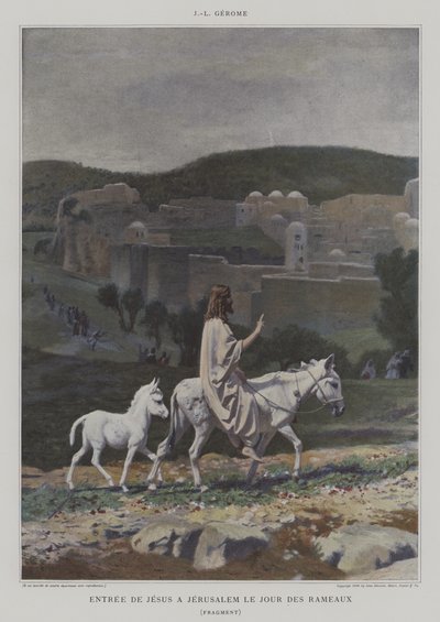 Detalj fra Entree de Jesus a Jerusalem le Jour des Palmeaux (Kristus kommer inn i Jerusalem på palmesøndag) av after Jean Leon Gerome