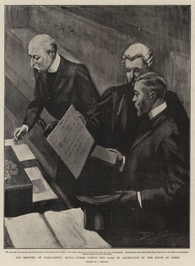 Parlamentsmøtet, Royal Dukes avlegger troskapseden i House of Lords av after John Duncan