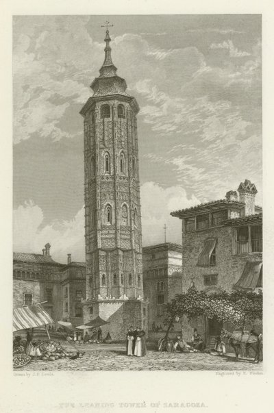 Det skjeve tårnet i Saragoza av after John Frederick Lewis