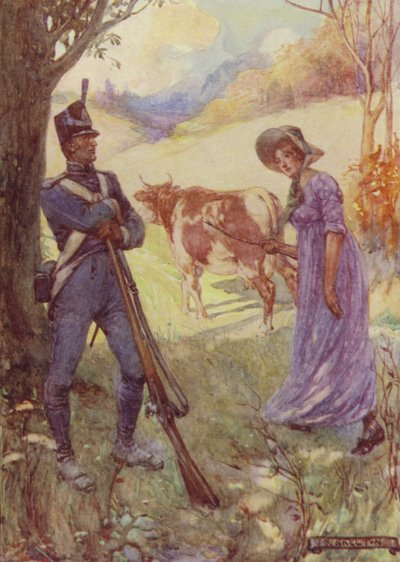 Laura Secord kjørte en ku før henne og passerte American Sentries av after Joseph Ratcliffe Skelton