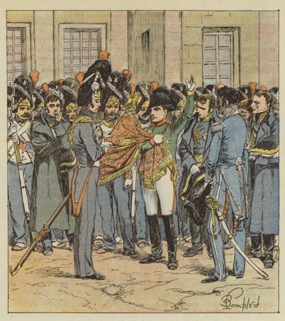 Farvel fra Napoleon til hans garde i Fontainebleau av after Louis Charles Bombled