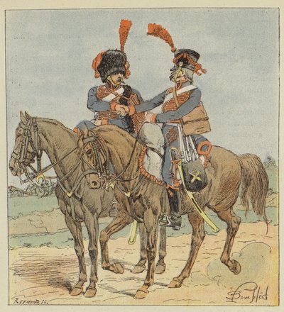 Vakt- og linjehesteartilleri av after Louis Charles Bombled