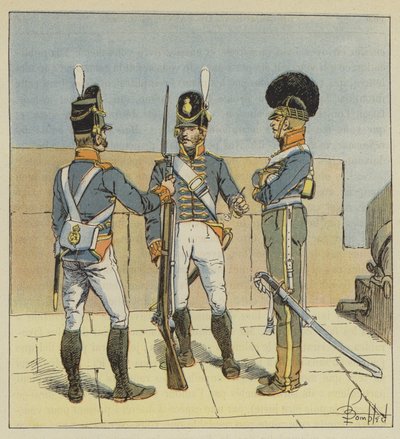 Engelsk artilleri, til fots, til hest av after Louis Charles Bombled