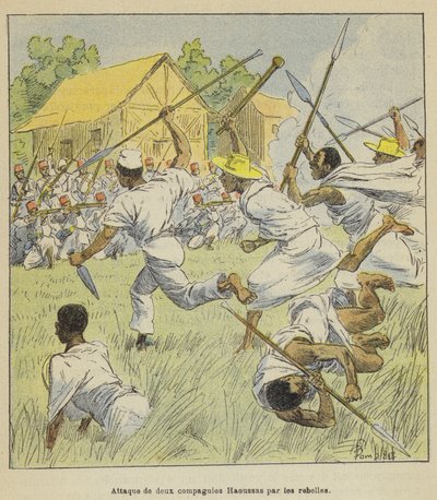 Angrep av to Hausa-kompanier av opprørerne av after Louis Charles Bombled