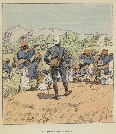 Angrep på landsbyen Andratra av after Louis Charles Bombled
