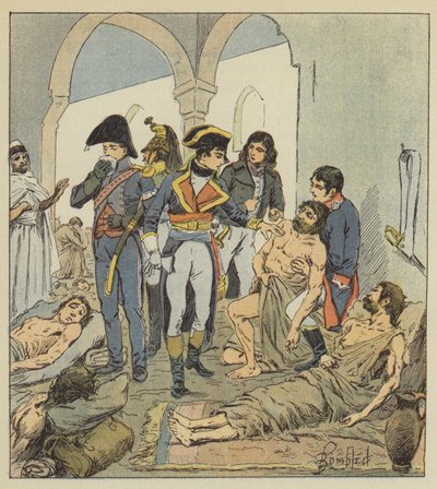 Bonaparte besøker pestofrene i Jaffa av after Louis Charles Bombled