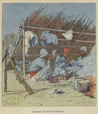 Algeriske trefningers leir av after Louis Charles Bombled