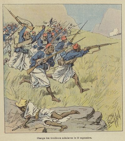 Anklagen mot Sakalave-trefferne 19. september av after Louis Charles Bombled
