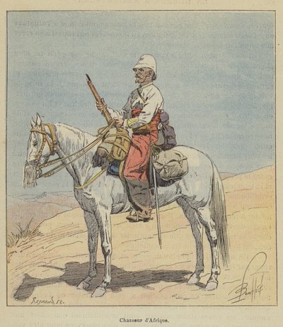 afrikansk jeger av after Louis Charles Bombled