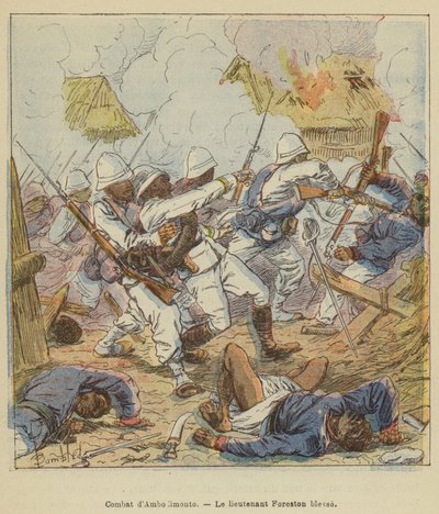 Kamp av Ambodimonto, løytnant Foreston sår av after Louis Charles Bombled