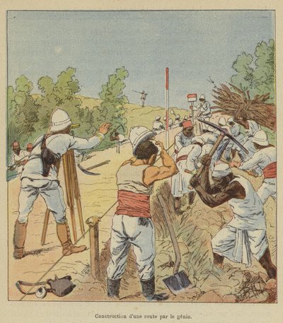 Bygging av en vei av geni av after Louis Charles Bombled